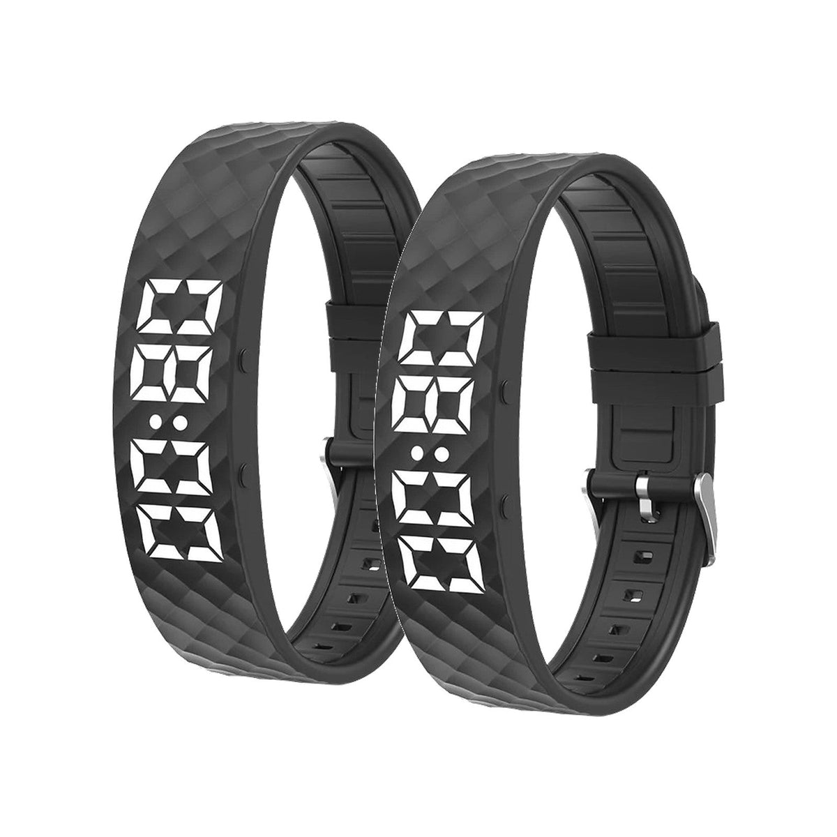 Pair set: two Brynk Wake vibrating alarm wristbands in Black