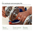 Smart ring with white silicone cover during dumbbell training