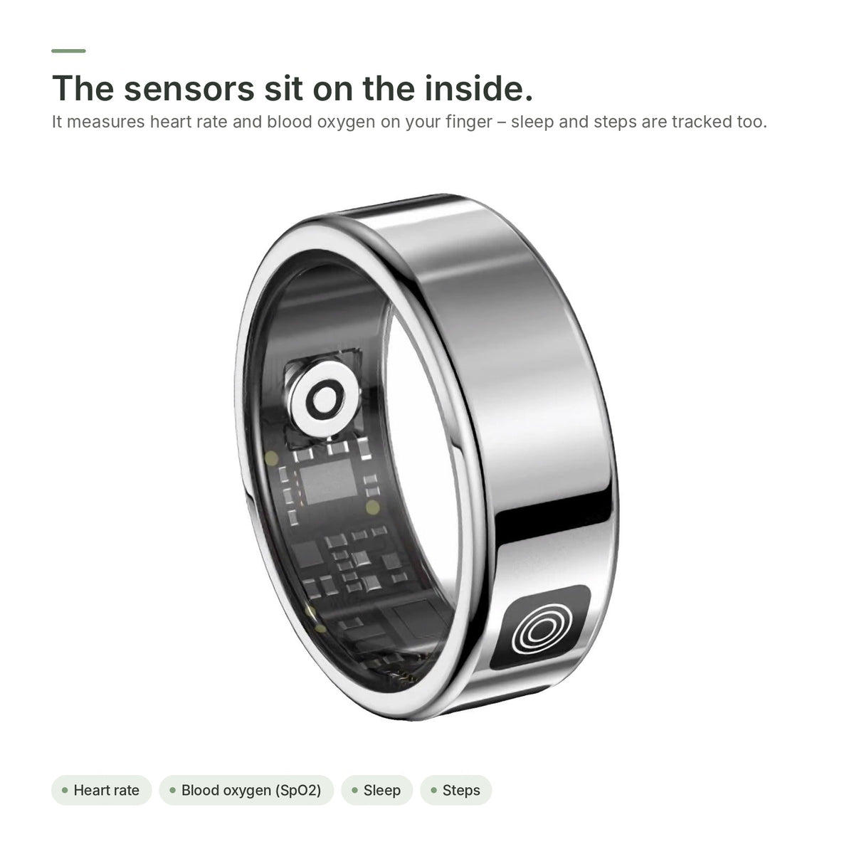 Inside of the Brynk R5 Glow with the sensors for heart rate and blood oxygen