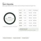 Brynk R5 Glow size chart: sizes US 8 to 13 (EU 57 to 70) with inner diameter and circumference