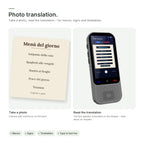 Photo translation: Italian menu on the left, translated into English on the translator display
