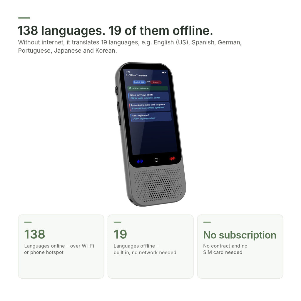 138 languages online, 19 offline – offline translation English–Spanish without internet