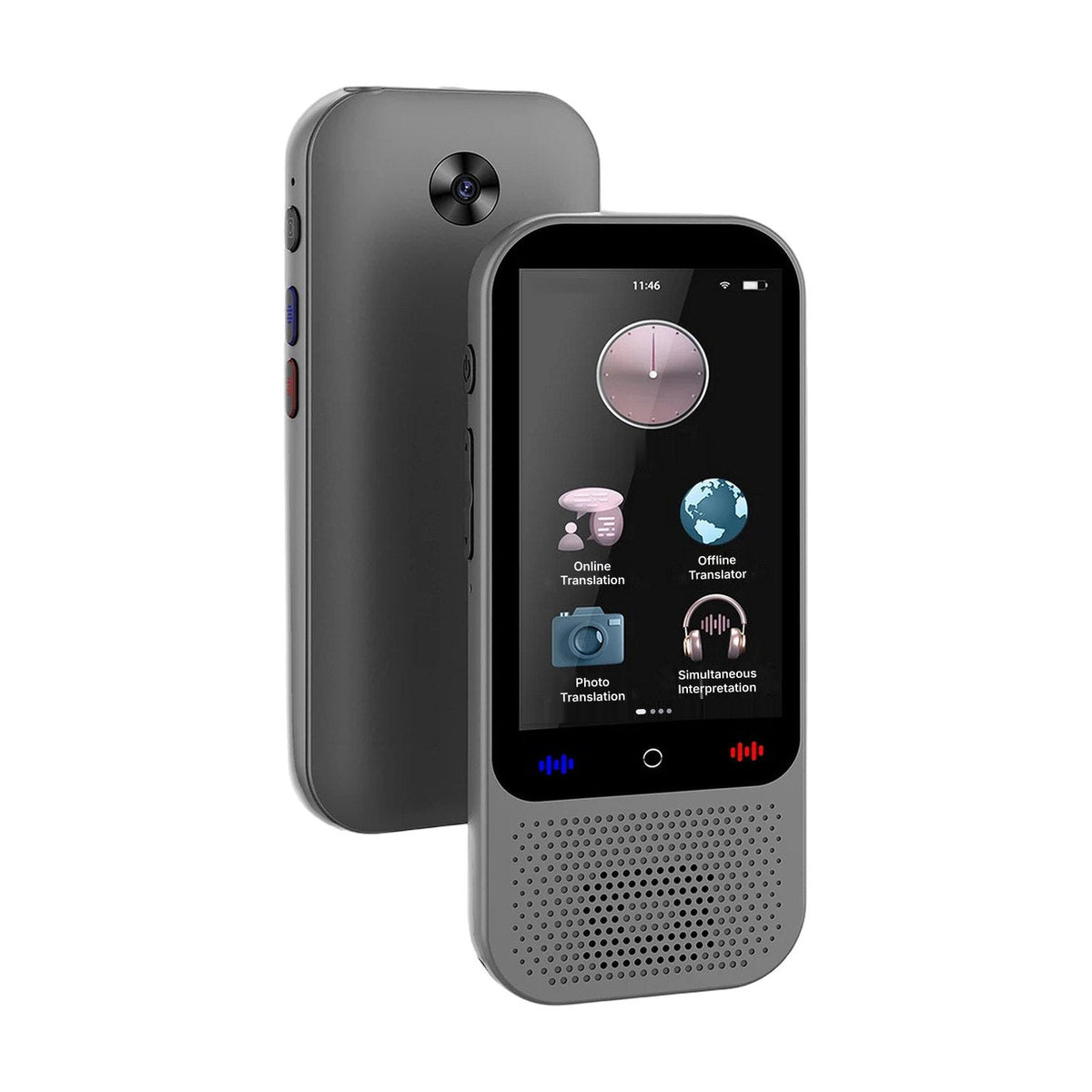 AI translator front and back: touchscreen, speaker and camera