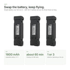 Three swappable 1800 mAh batteries for the Brynk V5 Max