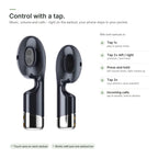Touch controls on the Brynk W4 Buds earbuds: tap, double-tap, press and hold