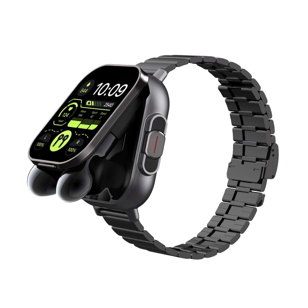 Brynk W4 Buds in Stainless Steel Black with link bracelet